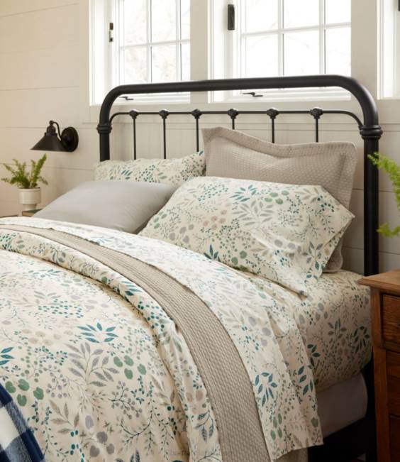 LLBean 280-Thread-Count Pima Cotton Percale Comforter Cover Collection Print Unisex J46J2916 Bedding Cream/Floral