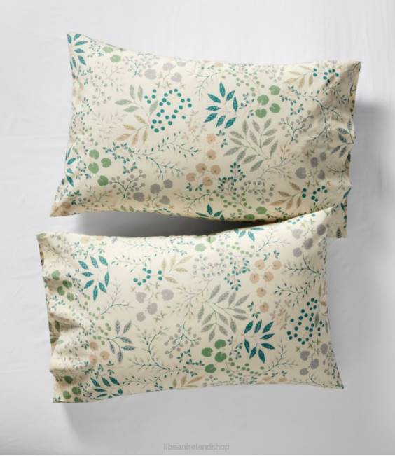 LLBean 280-Thread-Count Pima Cotton Percale Pillowcases Set of Two Unisex J46J2522 Bedding Cream/Floral