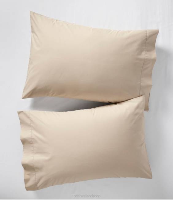 LLBean 280-Thread-Count Pima Cotton Percale Pillowcases Set of Two Unisex J46J6264 Bedding Silver Sand