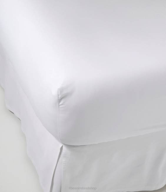 LLBean 280-Thread-Count Pima Cotton Percale Sheet Fitted Unisex J46J7114 Bedding White
