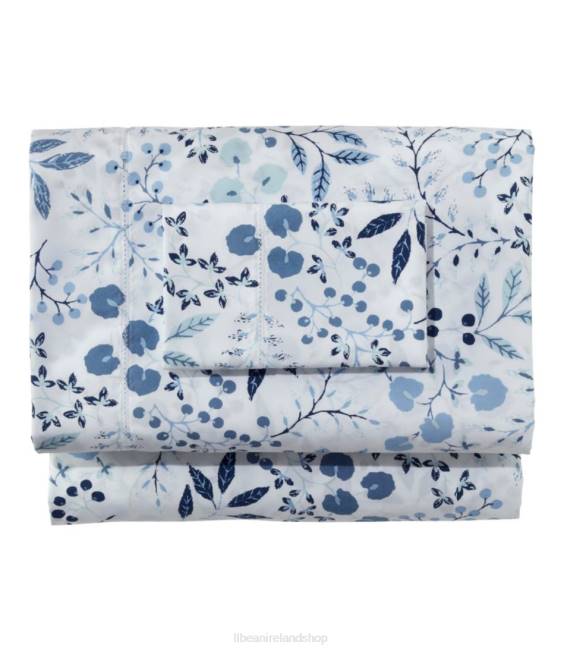 LLBean 280-Thread-Count Pima Cotton Percale Sheet Set Print Unisex J46J4341 Bedding White/Floral