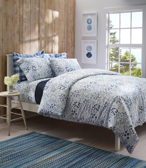 LLBean 280-Thread-Count Pima Cotton Percale Sheet Set Print Unisex J46J4341 Bedding White/Floral