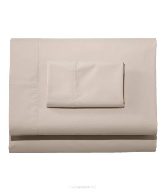 LLBean 280-Thread-Count Pima Cotton Percale Sheet Set Unisex J46J6258 Bedding Silver Sand