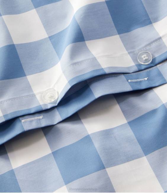 LLBean 280-Thread-Count Pima Percale Comforter Cover Collection Check Unisex J46J4502 Bedding White/Mid-Blue