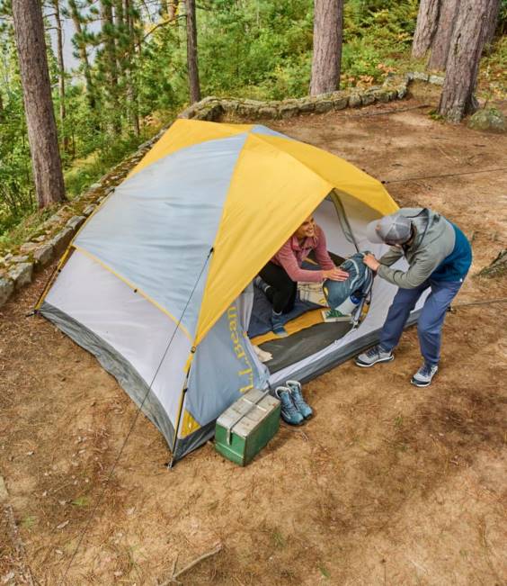 LLBean Access 4-Person Tent Unisex J46J1324 Outdoor Equipment Stainless Steel/Asphalt/Field Gold