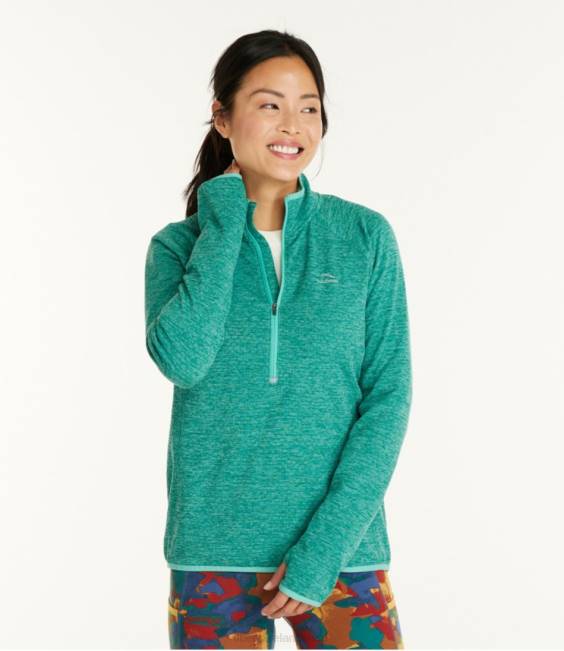 LLBean Adventure Grid Fleece Quarter-Zip Pullover Women J46J6684 Clothing Burgundy Heather