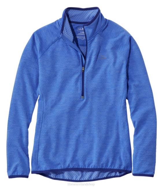 LLBean Adventure Grid Fleece Quarter-Zip Pullover Women J46J877 Clothing Arctic Blue Heather