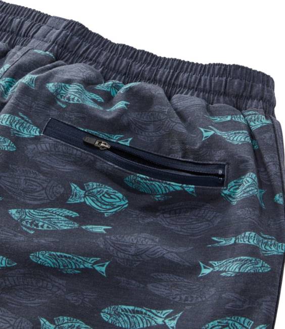 LLBean All-Adventure Swim Shorts Men J46J3211 Clothing Carbon Navy Fish Print