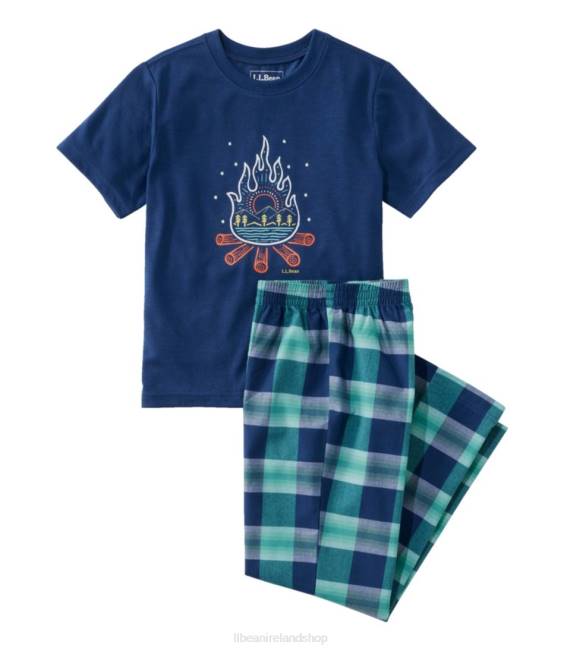 LLBean All-Season Pajamas Kids J46J157 Clothing Deep Marine Blue Campfire