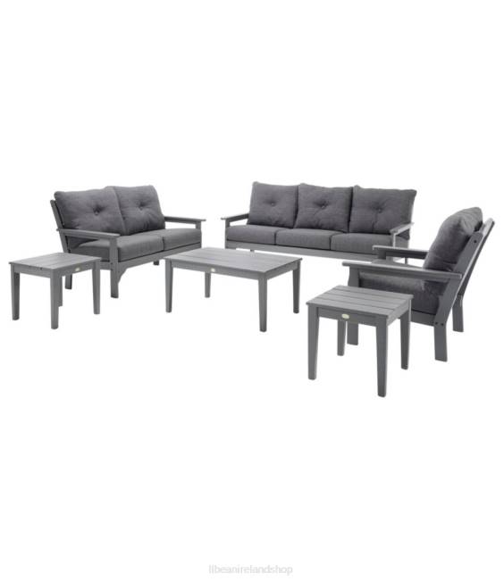 LLBean All-Weather 6-Piece Patio Set with Textured Cushions Unisex J46J2884 Home Goods Heathered Charcoal