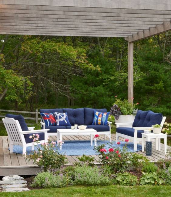 LLBean All-Weather 6-Piece Patio Set with Textured Cushions Unisex J46J4537 Home Goods Gray