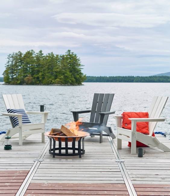 LLBean All-Weather Adirondack Chair Square-Back Unisex J46J7160 Backyard  Patio White