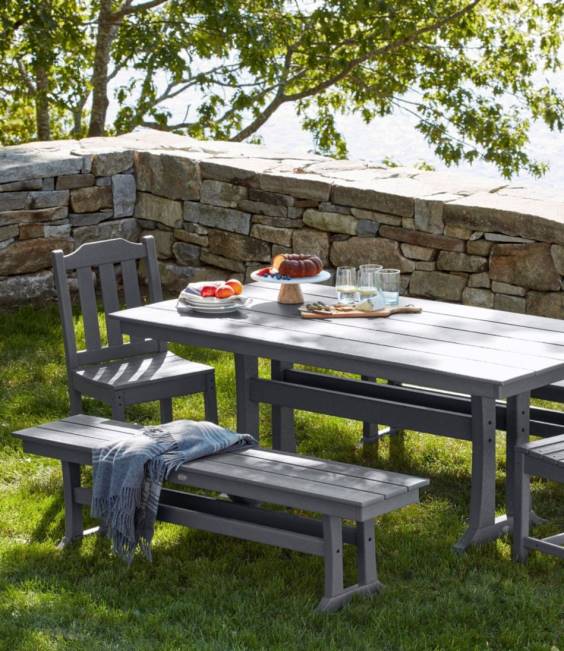 LLBean All-Weather Armless Dining Chair Set of Two Unisex J46J5588 Backyard  Patio Mahogany