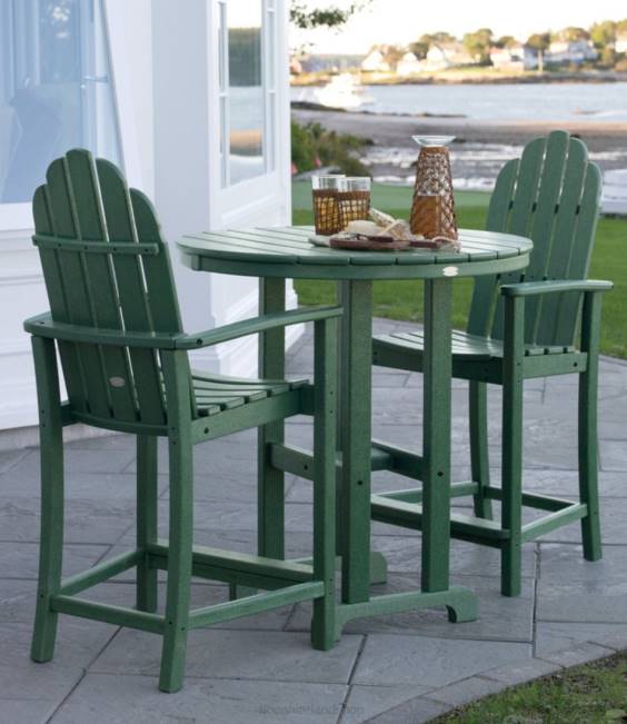 LLBean All-Weather Counter-Height Chair Unisex J46J2725 Backyard  Patio Green