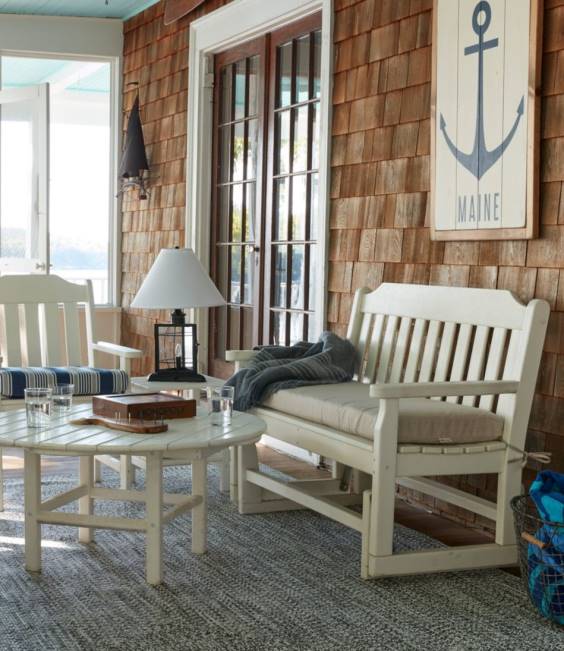 LLBean All-Weather Garden Bench Unisex J46J5596 Backyard  Patio Slate Gray