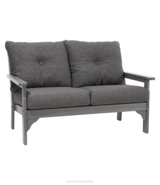 LLBean All-Weather Patio Love Seat with Textured Cushion Unisex J46J2894 Home Goods Heathered Charcoal