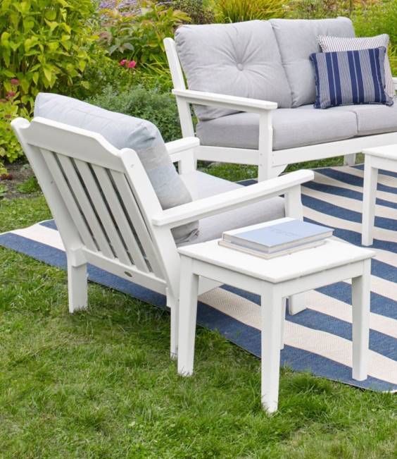 LLBean All-Weather Patio Side Table Unisex J46J2716 Home Goods White