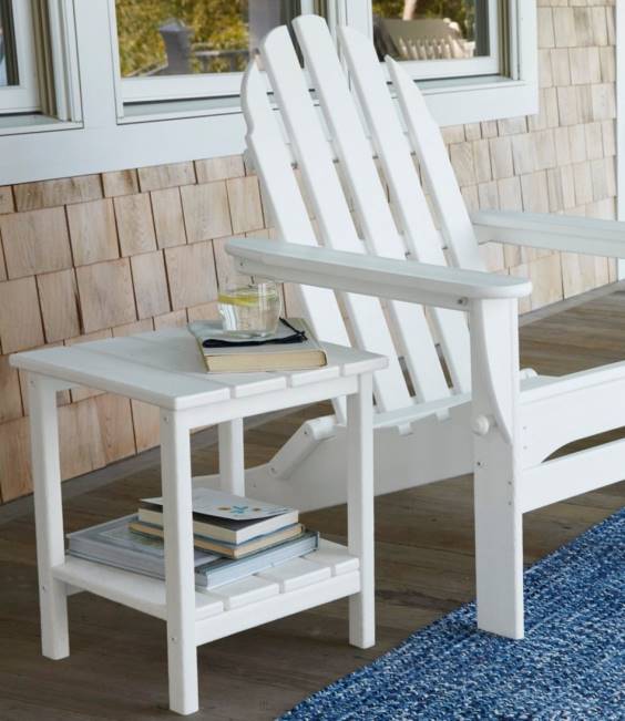 LLBean All-Weather Square Side Table Unisex J46J7258 Backyard  Patio White