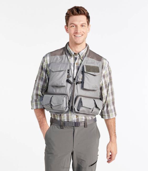 LLBean Angler Fishing Vest Men J46J1475 Fishing Mineral Gray/Asphalt