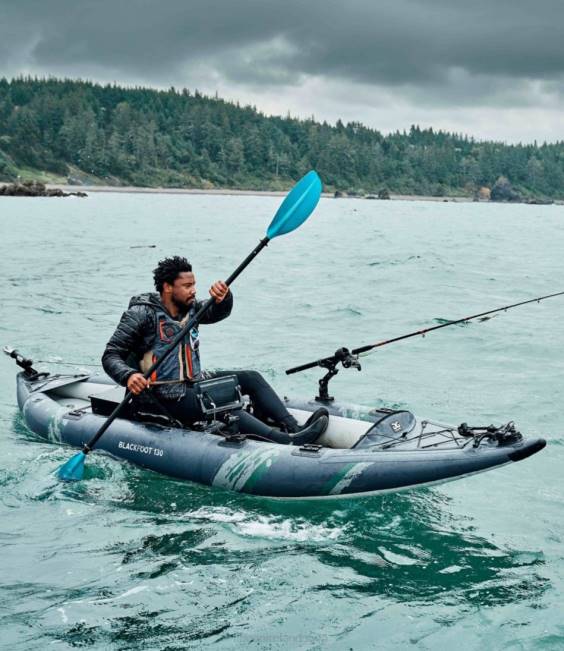 LLBean Aquaglide Blackfoot Angler Inflatable Kayak Unisex J46J2239 Water Sports Blue