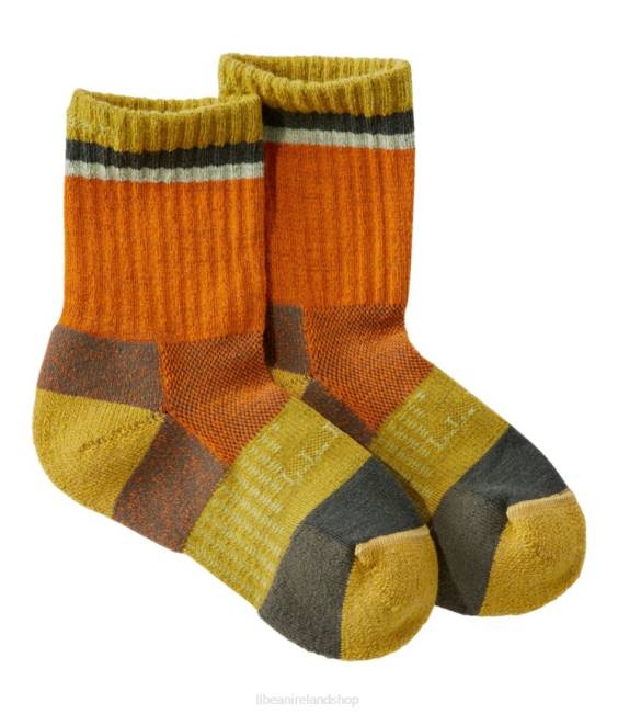 LLBean Athletic Crew Socks Kids J46J3072 Footwear Amber Orange/Chartreuse