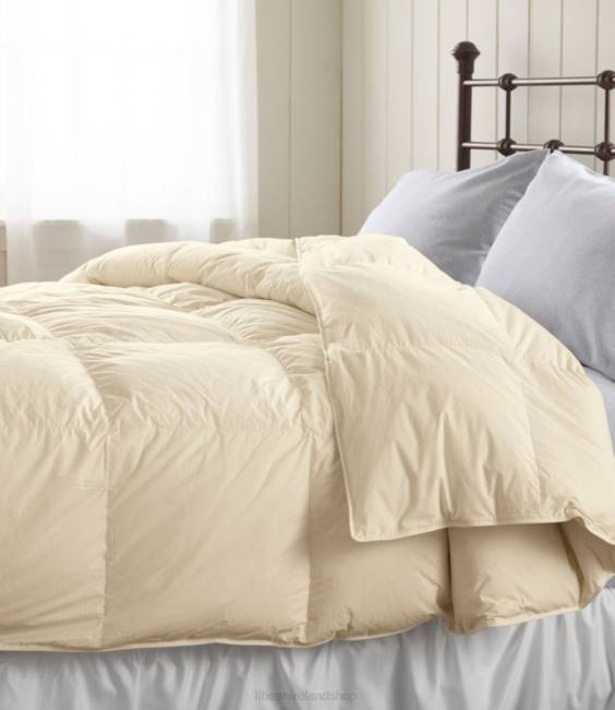 LLBean Baffle-Box Stitch Goose Down Comforter Unisex J46J2717 Bedding Cream