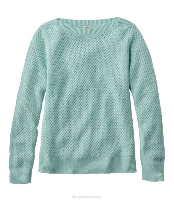 LLBean Basketweave Sweater Women J46J7196 Clothing Pale Turquoise Heather