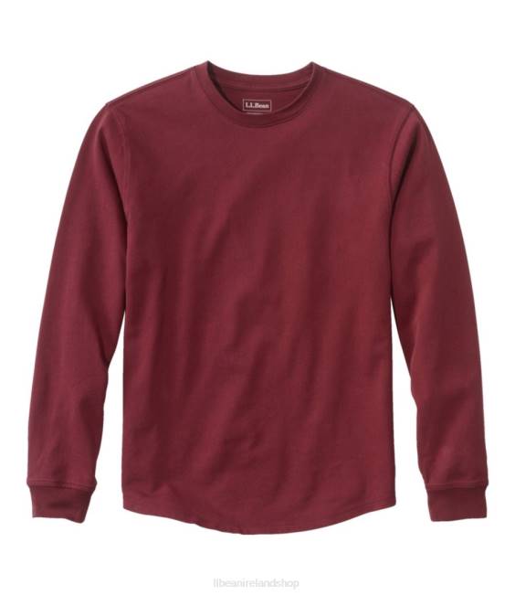 LLBean BeanBuilt Cotton Tee Men J46J4676 Clothing Burgundy