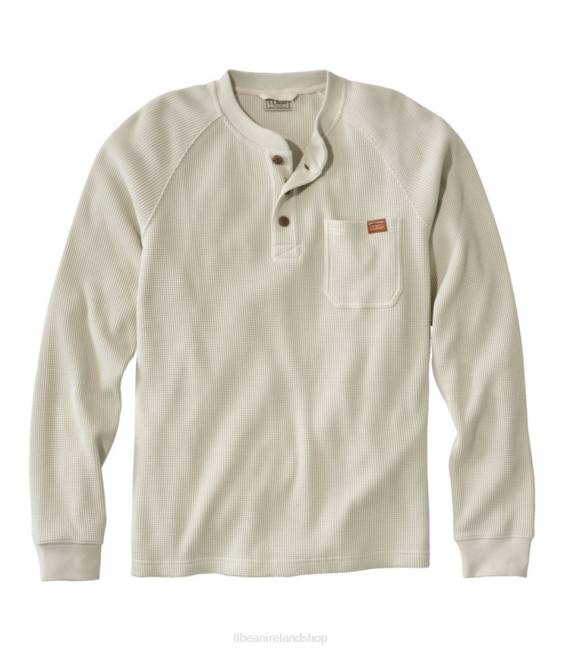 LLBean BeanBuilt Waffle Henley Men J46J4926 Clothing Silver Birch Heather
