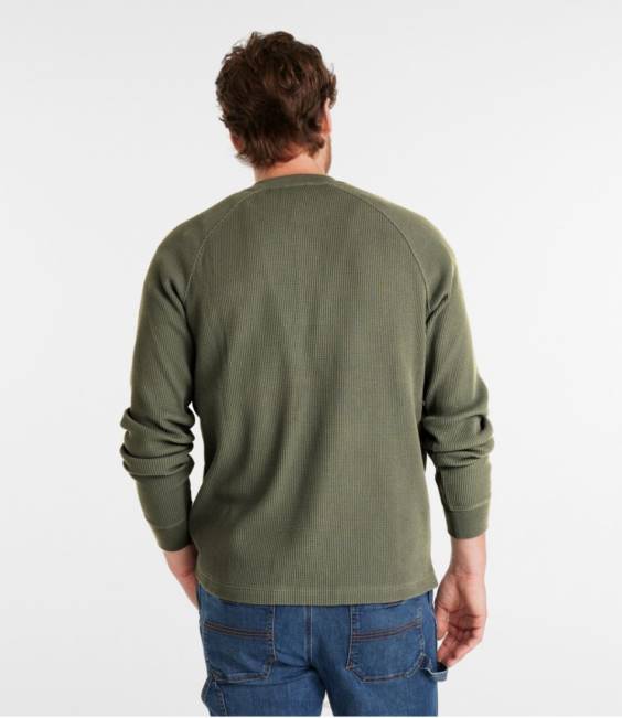 LLBean BeanBuilt Waffle Henley Men J46J7208 Clothing Rust Orange