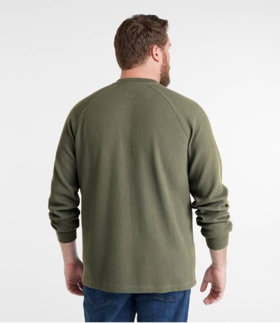 LLBean BeanBuilt Waffle Henley Men J46J7301 Clothing Midnight Black