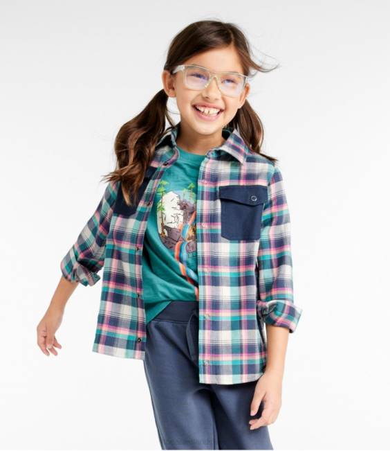 LLBean BeanFlex All-Season Flannel Shirt Kids J46J3021 Clothing Marine Blue