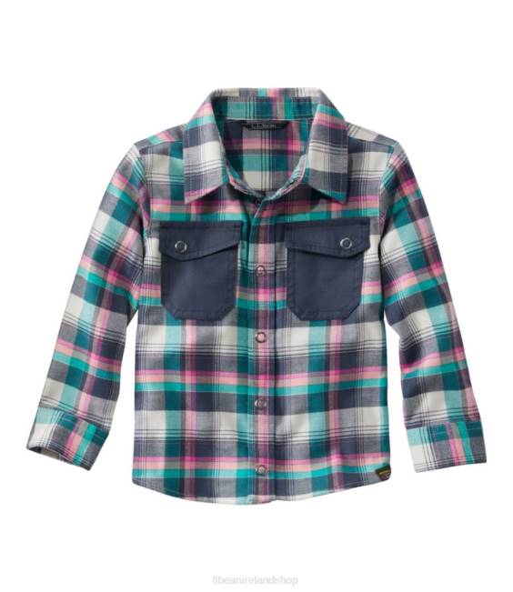 LLBean BeanFlex All-Season Flannel Shirt Kids J46J4655 Clothing Silver Birch