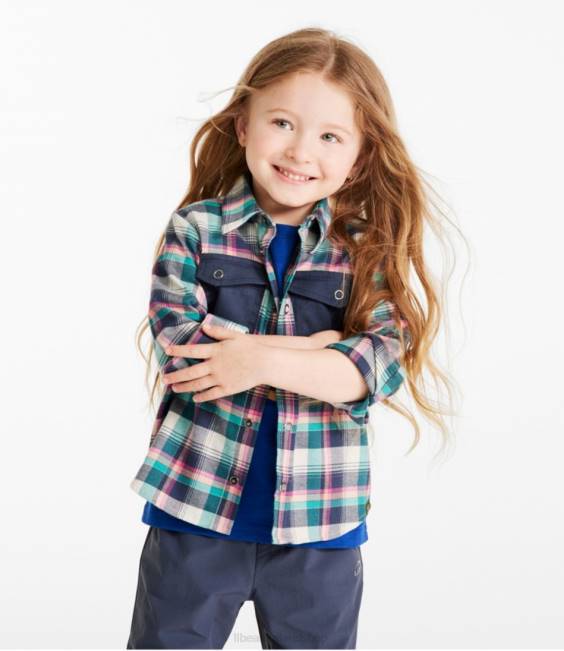 LLBean BeanFlex All-Season Flannel Shirt Kids J46J4655 Clothing Silver Birch