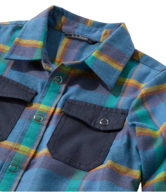 LLBean BeanFlex All-Season Flannel Shirt Kids J46J4655 Clothing Silver Birch