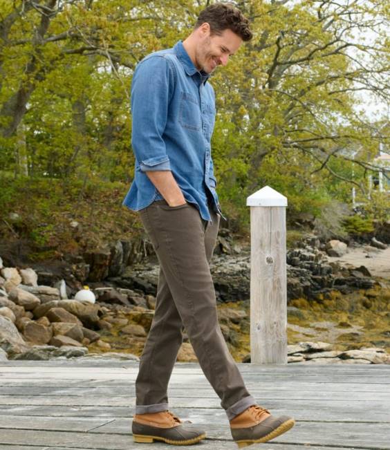 LLBean BeanFlex Denim Shirt Men J46J3204 Clothing Stonewashed