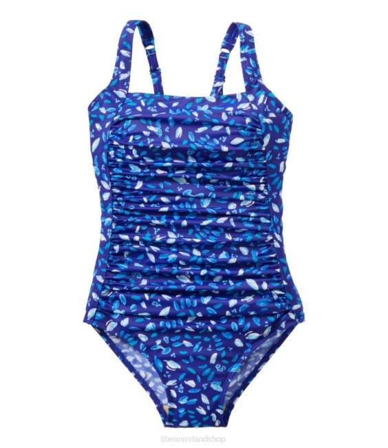 LLBean BeanSport Swimwear Women J46J4777 Clothing Classic Teal Blue Brushstrokes
