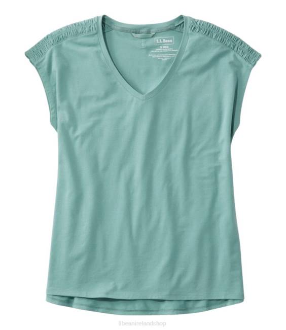LLBean Beyond Soft V-Neck Tee Women J46J2972 Clothing Sea Pine