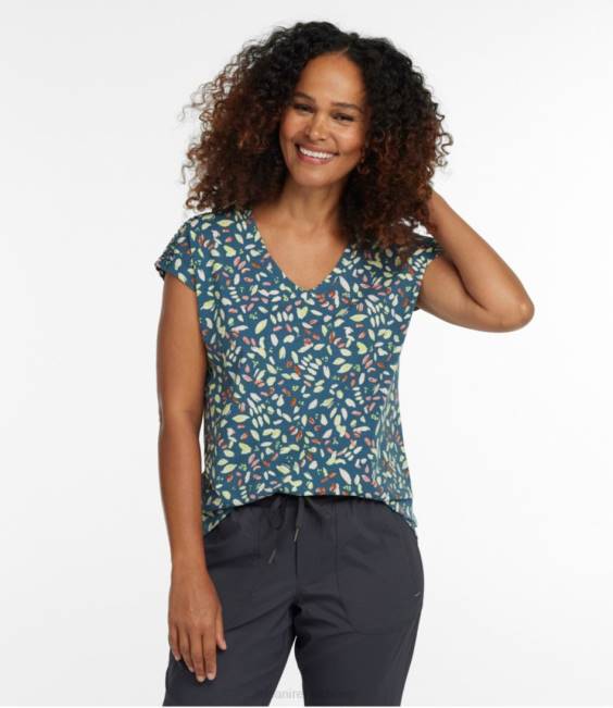 LLBean Beyond Soft V-Neck Tee Women J46J306 Clothing Light Mauve Crosshatch