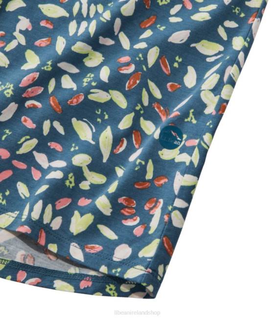 LLBean Beyond Soft V-Neck Tee Women J46J3193 Clothing Storm Teal Abstract