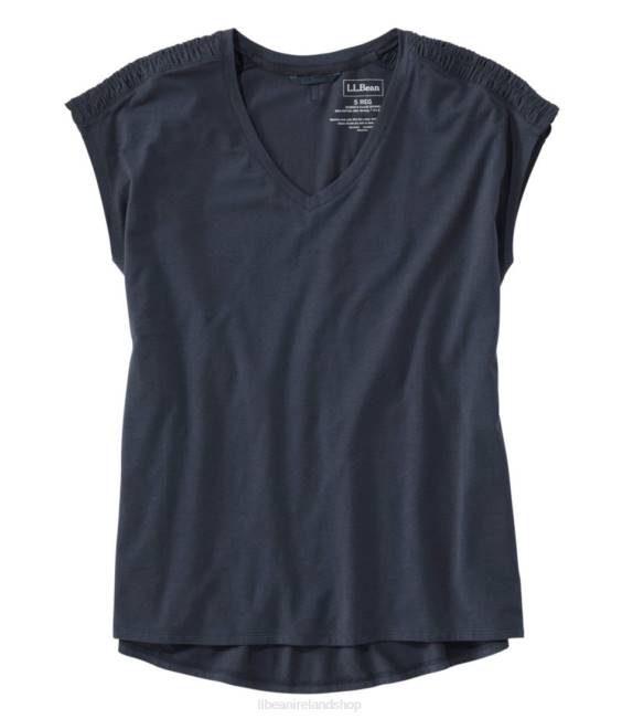 LLBean Beyond Soft V-Neck Tee Women J46J4610 Clothing Carbon Navy