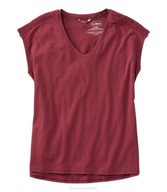 LLBean Beyond Soft V-Neck Tee Women J46J5683 Clothing Red Wine