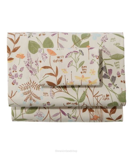 LLBean Birch Floral Flannel Sheet Collection Unisex J46J2697 Bedding Silver
