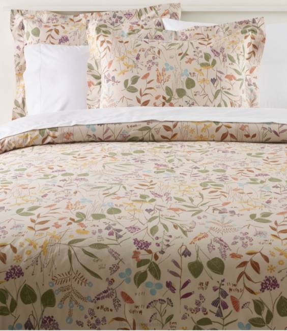 LLBean Birch Floral Percale Comforter Cover Collection Unisex J46J2542 Bedding Silver