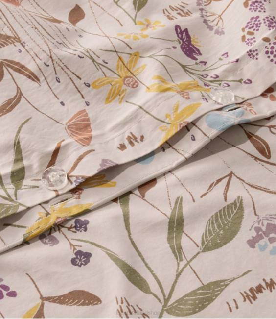 LLBean Birch Floral Percale Comforter Cover Collection Unisex J46J2542 Bedding Silver