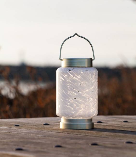 LLBean Boaters Solar Lantern Cylinder Unisex J46J2778 Backyard  Patio White