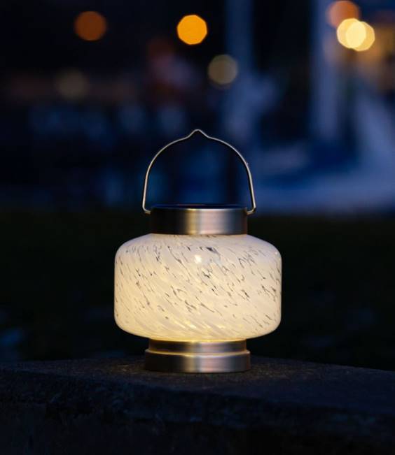LLBean Boaters Solar Lantern Unisex J46J2768 Backyard  Patio White