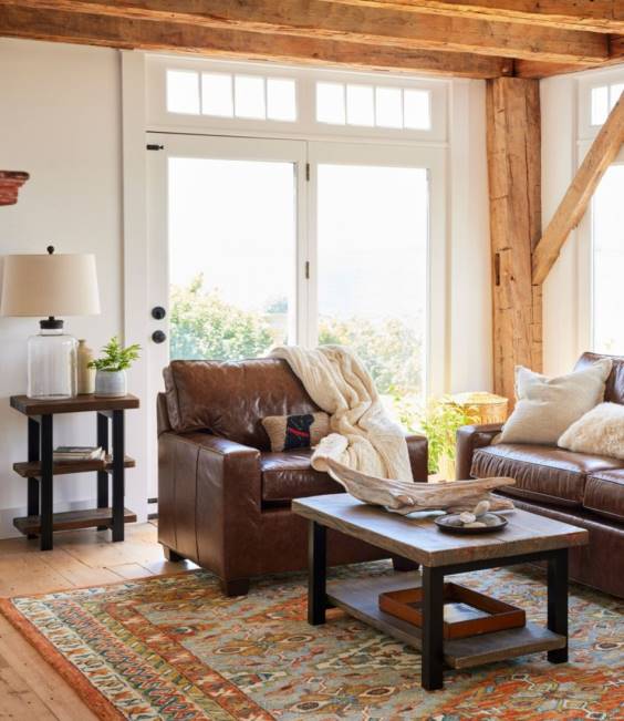 LLBean Bordered Medallion Wool Tufted Rug Unisex J46J2821 Home Goods Slate