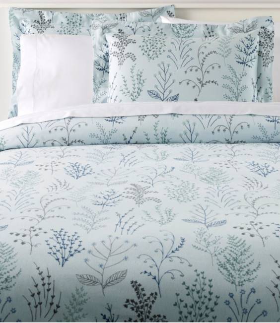 LLBean Botanical Floral Flannel Comforter Cover Collection Unisex J46J2687 Bedding Botanical Floral Blue