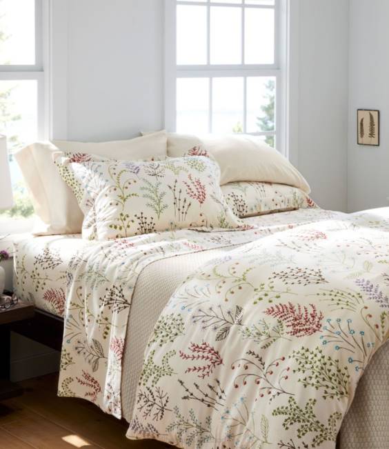 LLBean Botanical Floral Flannel Comforter Cover Collection Unisex J46J2687 Bedding Botanical Floral Blue